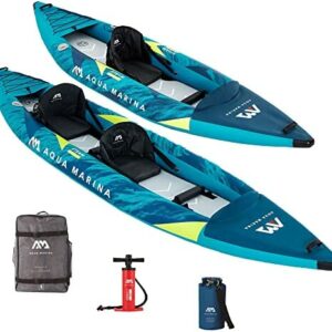 AM AQUA MARINA Kayak Inflable de Aguas bravas para 2 Personas STEAM-412 Azul Set Todo Incluido; Optimizado para un rápido Deslizamiento