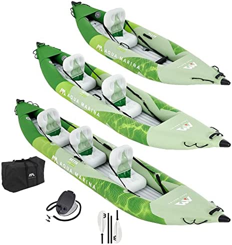 AM AQUA MARINA Kayak de Ocio Inflable para 2 Personas BETTA-412 Verde Set Todo Incluido; Set Todo Incluido con Accesorios completos