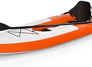 COSTWAY Kayak Inflable para 1 Persona, Máx 130 kg Piragua Hinchable con Remos Regulables en Aluminio, Asiento Inflable, Compresor Manual con Manómetro, Ideal de Deportes Acuáticos