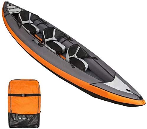 Hammer Deluxe 3 Persona Inflable portátil Deporte Canoa Kayak Incluye 3 Asientos, Bomba de pie y Llevar/Bolsa de Almacenamiento de flotación, Espesado del Barco de Goma Espesada Canoa Rafting en Bar