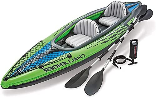 FZYE Kayak Hinchable, Barco Hinchable con Remos, Barco + Remos + Bomba, Bote Hinchable para 2 Personas, Soporte hasta 180 KG