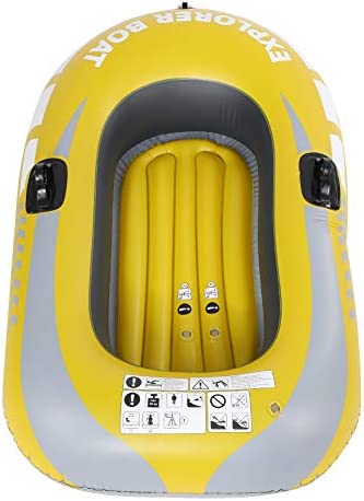 Bote Inflable, Kayak Inflable de PVC, 1 Persona, Remo para Pesca, Deriva y Buceo, Espesor de 0.3 mm/Carga de 55 kg/diseño de Doble válvula