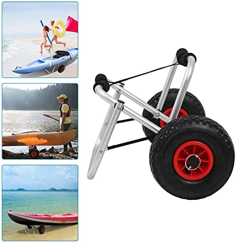 Izrielar Carro de kayak de hasta 80 kg, correa de sujeción plegable, de aluminio, para barco, canoa, transporte y surf