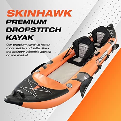 SKINHAWK Exclusivo kayak 385 naranja – bote inflable – Canoa – 385 x 85 cm