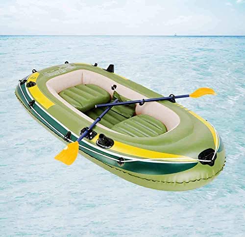ROSG Inflatable Kayak 4 Person Inflatable Boat Folding PVC Inflatable Canoe 400Kg Load Bearing with 2 Paddle Mounts for Fishing Diving
