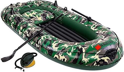 Kayak inflable para 3 personas Canoa - Kayak inflable de balsa de 9 pies con bomba de aire Remo de cuerda Bote para 2-4 personas para adultos y niños, bote de pesca de camuflaje portátil 1 k