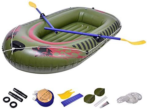 Spacmirrors Bote Inflable, Kayak, Juego de Botes inflables para Agua al Aire Libre Juego de Canoa para Kayak de Aire de Pesca de Rafting de Alta Resistencia con remos para 2 Personas