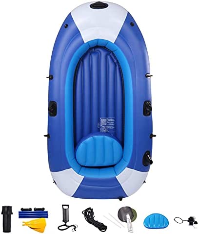 Spacmirrors Juego de Canoa de Barco de Aire de Pesca de Alta Resistencia, Kayak Inflable, Bote de Goma Plegable Grueso de PVC, Kayak de Barco para Pesca de Adultos 225x127cm