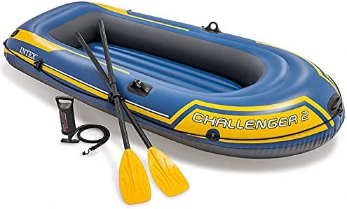 Spacmirrors Canoa de Bote Inflable para 1-3 Personas - Kayak Inflable de balsa con Paleta de Cuerda de Bomba de Aire, Bote para Adultos y niños, Bote de Pesca portátil