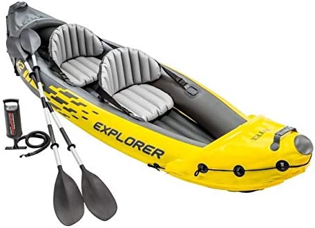 Intex Explorer K2 Amarillo 2 Personas Kayak Inflable con remos de Aluminio y Bomba de Aire