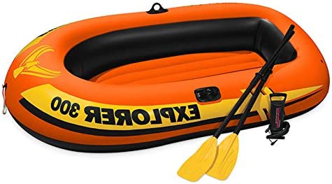 Ouumeis Kayak,211×117×41Cm,Barco Inflable Al Aire Libre Barco De Deriva Barco De Pesca Adulto Canoa De Aventura,Kayaks Hinchables De PVC para 3 Personas,con Paleta De Plástico Y Bomba De Aire