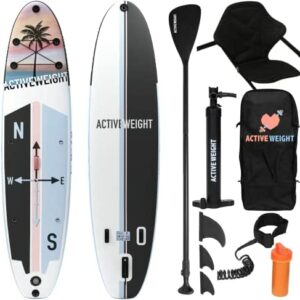ACTIVEWEIGHT Tabla de Stand Up Paddle Surf Hinchable | Tabla de Paddle Surf Premium Sup para Adultos / niños | Kit de conversión de Asiento para Kayak | Kit Completo Incluido | Bolsa de Viaje |