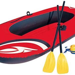 Kayak Hinchable Gruesa Kayak Inflable Barco Hovercraft Rojo con Aluminio de remos y Bomba de Aire para el Aire Libre Rafting (Color : Rojo, Size : 196x114cm)