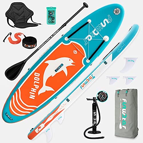 FunWater Tabla de remo de pie inflable SUP Board Complete Accessories Adjustable Paddleboard, Pump, ISUP Travel Backpack, Phone Impermeable Bag, Finne, Kayak, Paddling Surfboard