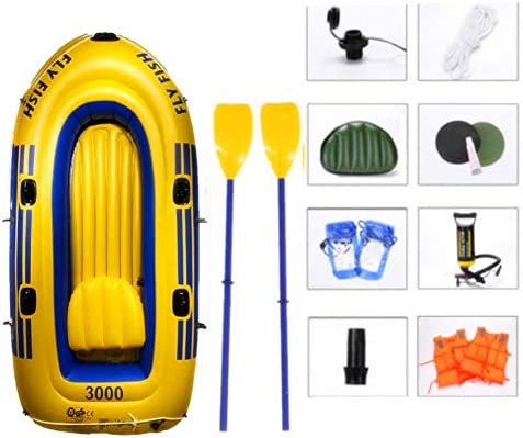 LXDDP Barco Pesca Inflable en Kayak Inflable para 3 Personas para Pesca a la Deriva al Aire Libre Viaje Viaje Chaleco Salvavidas, Bolsa Impermeable para teléfono móvil, etc.